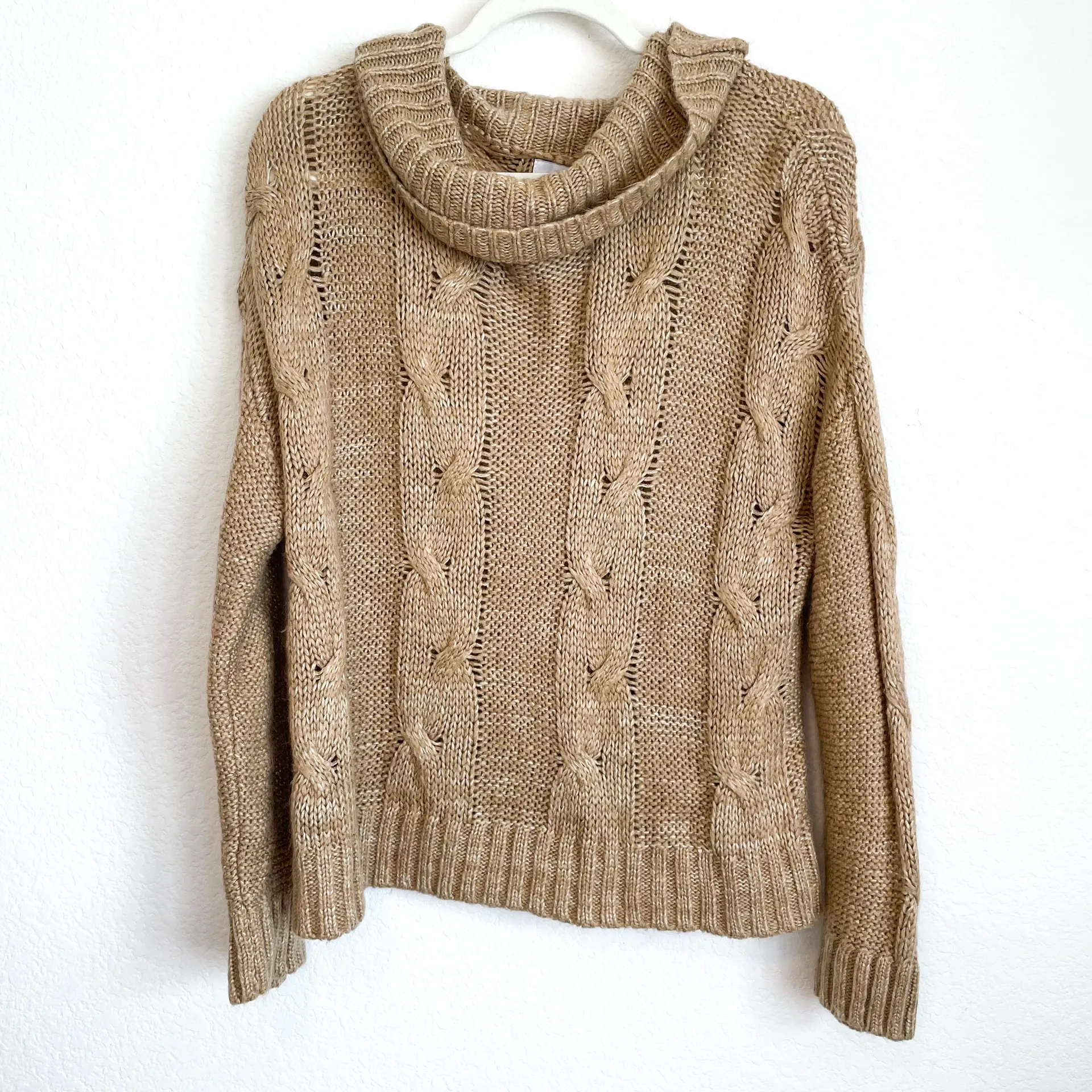 JOA Neutral Tan Cowl Neck Sweater  - Image 9