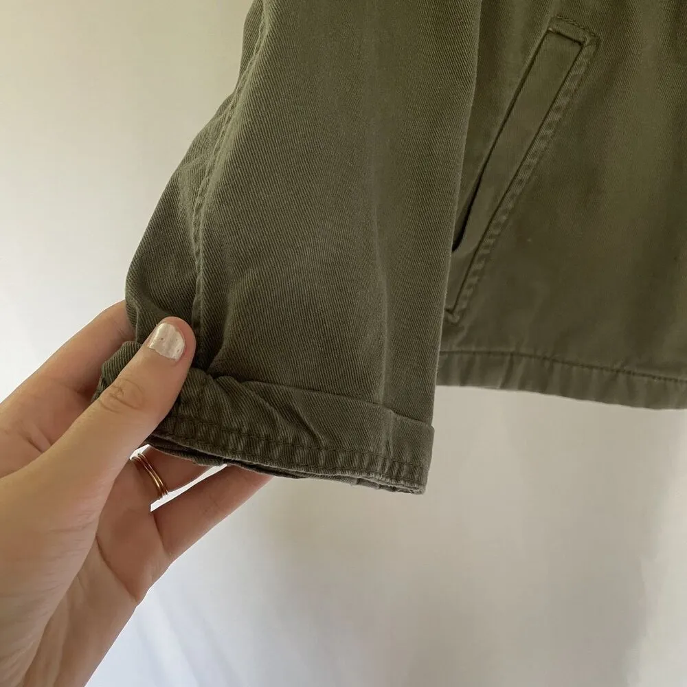Gap army green cotton jacket utility lots of pockets women's size medium - Image 4
