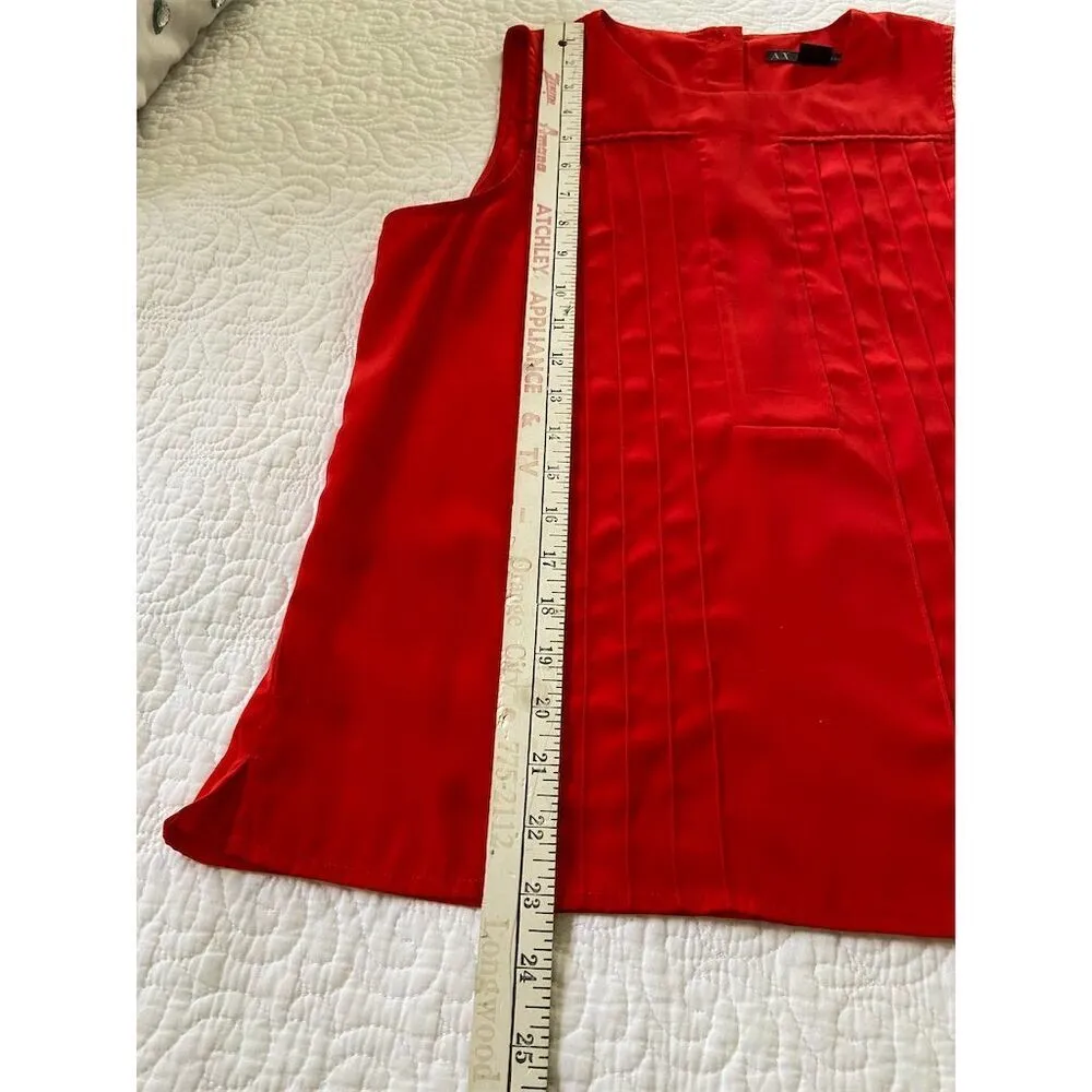 Armani Exchange Red Sleeveless Pleated Blouse Size Small​ - Image 12