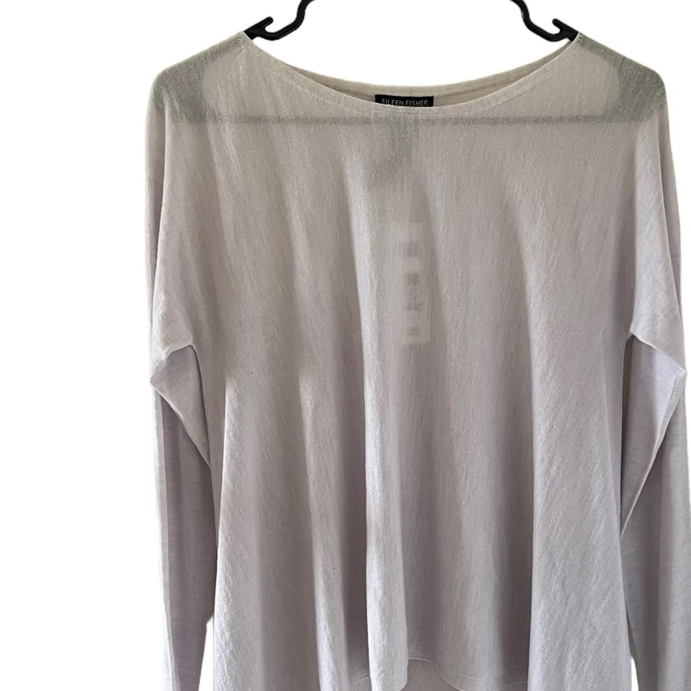 Eileen Fisher 100% Virgin Merino Wool Bateau Neck Top in Insky - Image 9