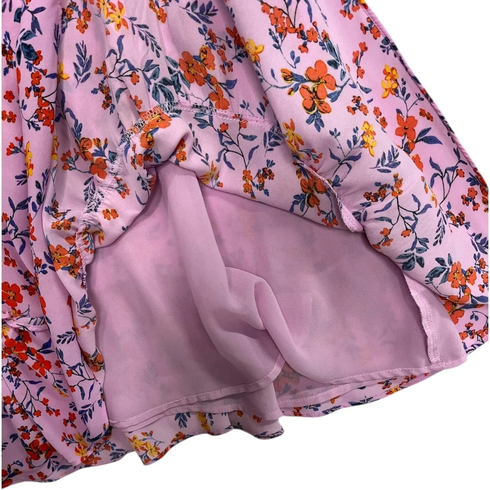 Buddy Love Dress Womens Small Purple Floral Garden Party Ruffle Smocked Coquette - Image 4