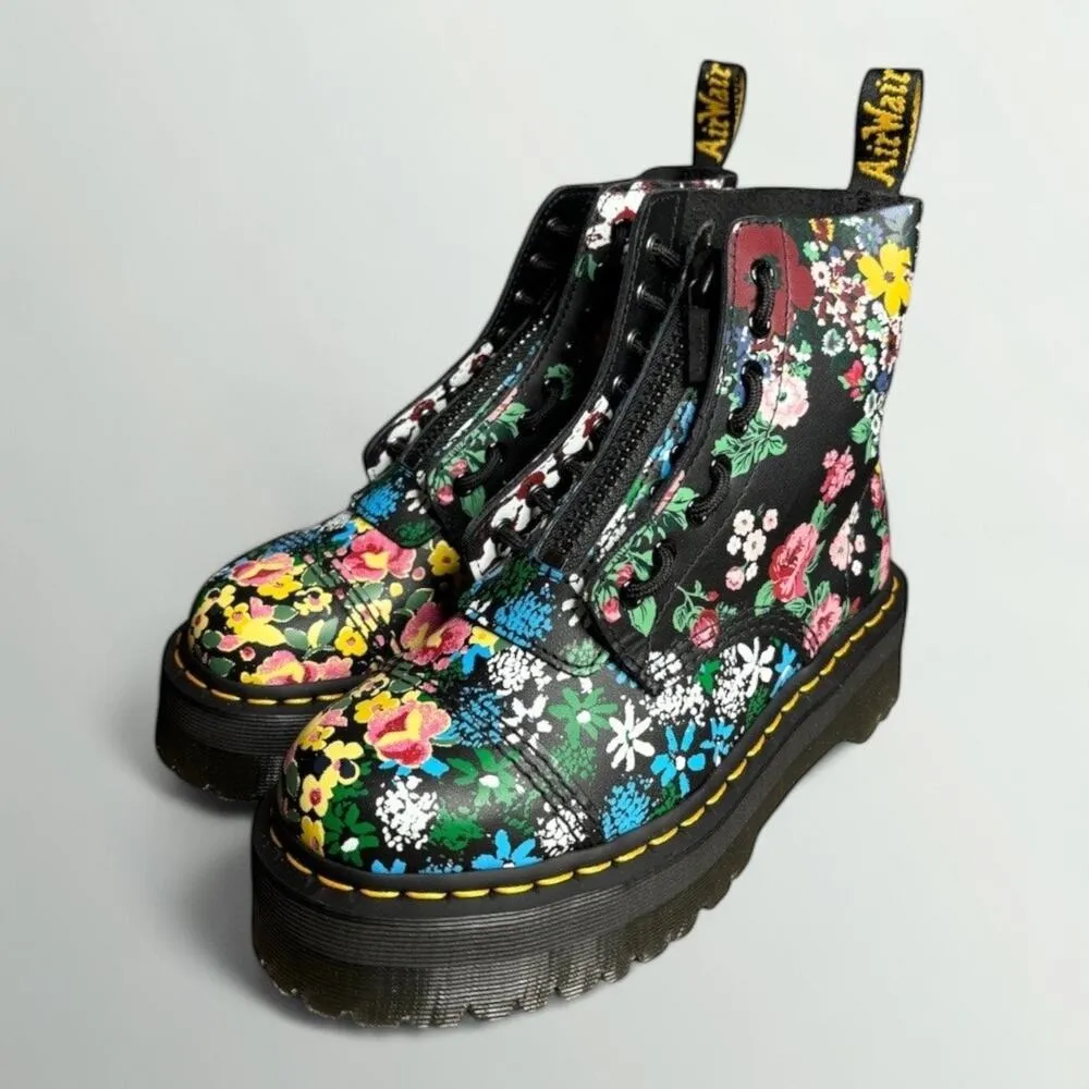 Dr. Martens Women's Sinclair Platform Leather Boots in Floral Mash Up - Image 5