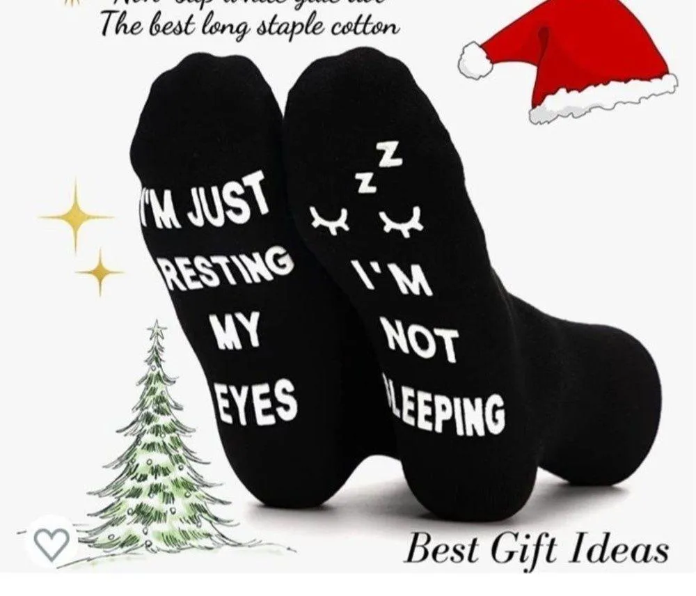 Novelty Socks Black I’m Not Sleeping I’m Just Resting My Eyes Grippy Sock B1 (2) - Image 3