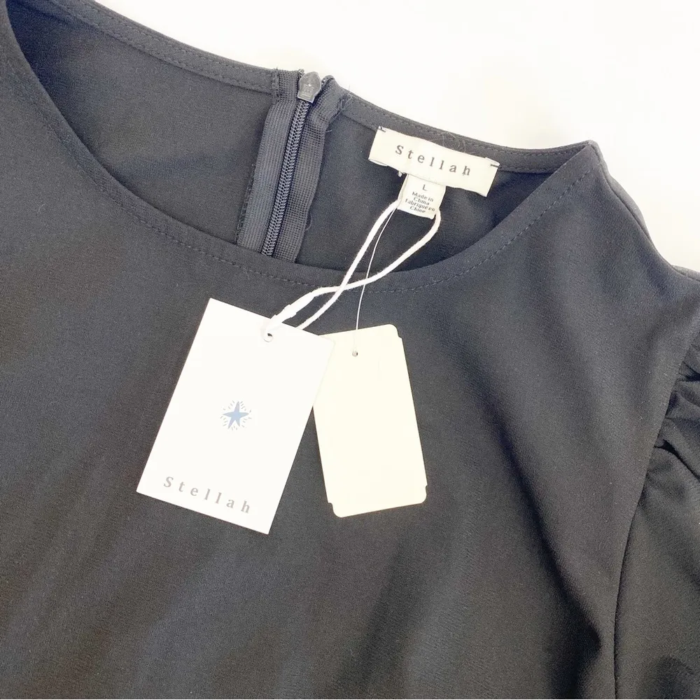 Stellah Puff Sleeve Tiered Maxi Dress: Black Boho Bohemian Cottagecore Size L - Image 7