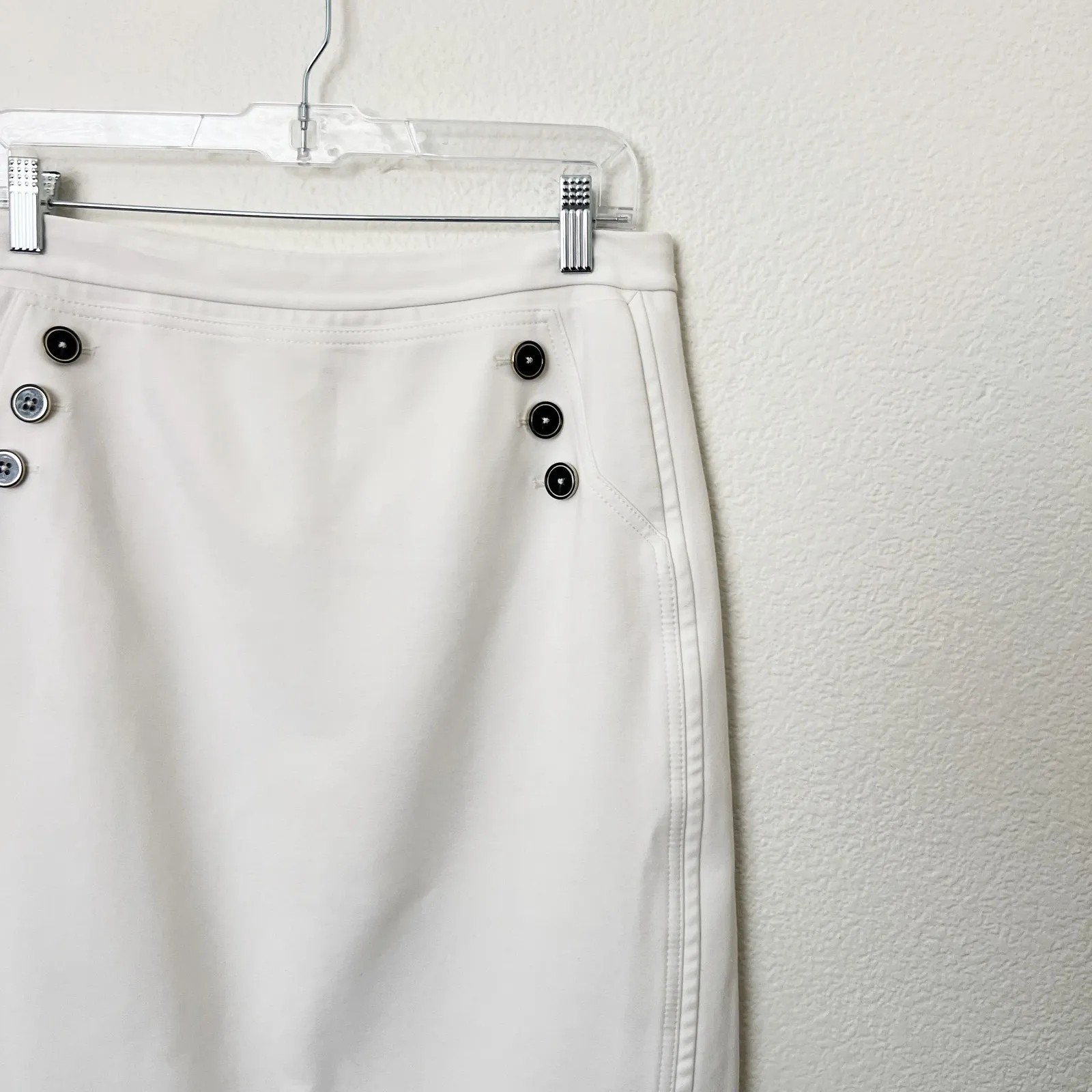 [White House Black Market] Nautical White Sailor Button Midi Pencil Skirt Sz 12 - Image 5