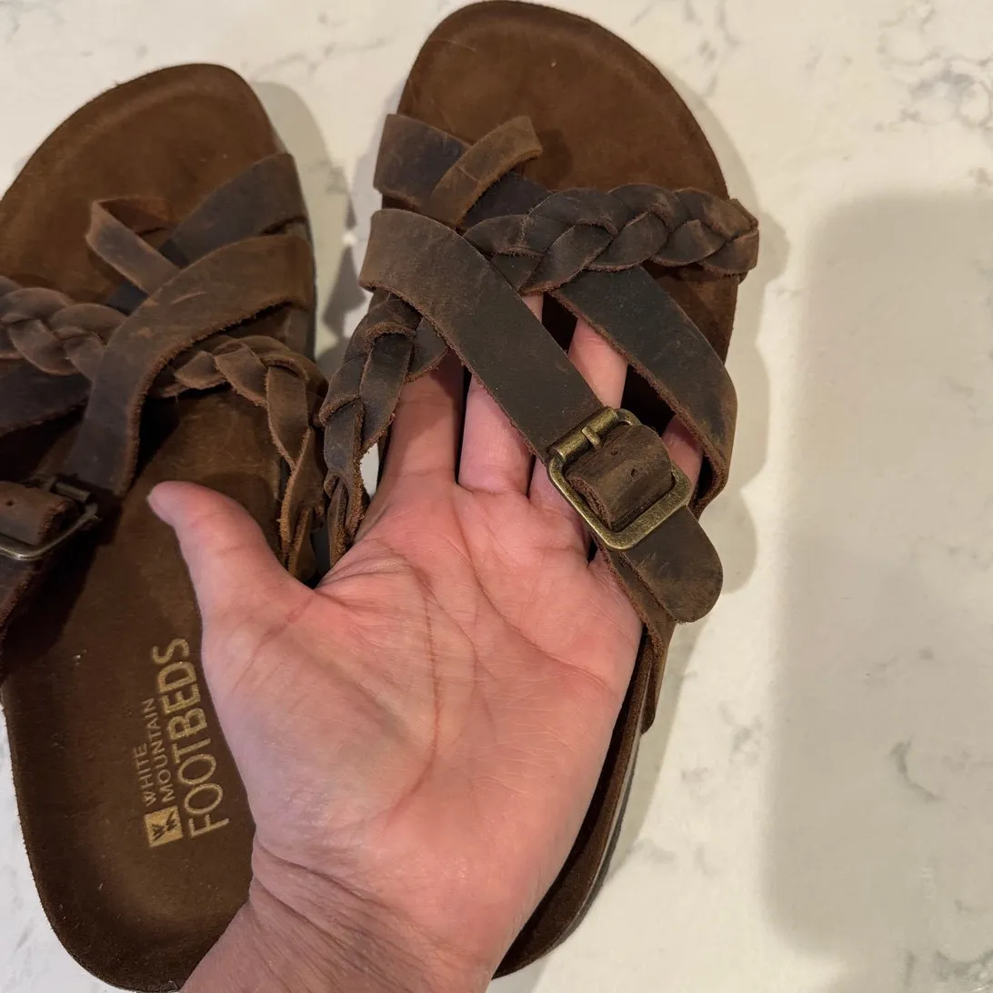 White Mountain Harrington leather footbed sandal brown size 8 bohemian beach - Image 7