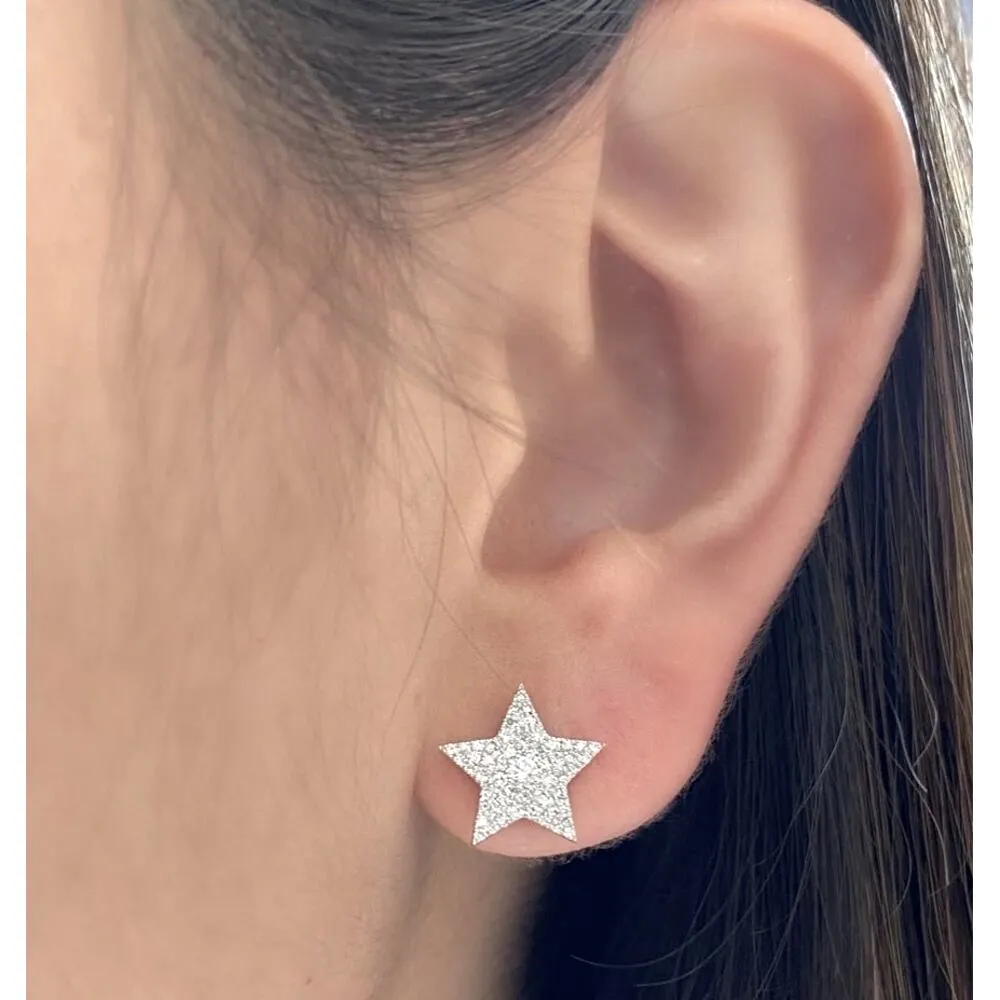 Unisex Star Stud Earrings, 14k Gold Filled Pave Sparkly‎ Jewelry - Image 2