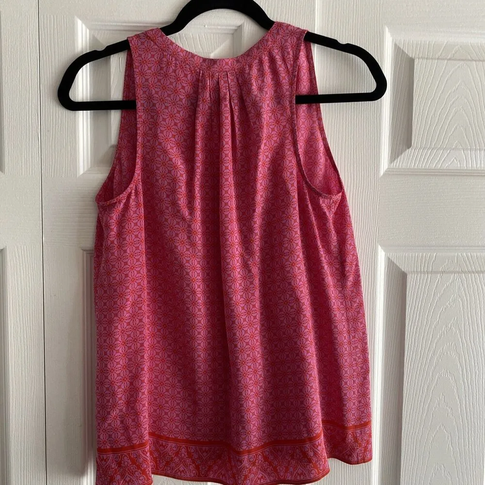 JOIE Women's‎ Silk Pink Sleeveless Gemoetric Blouse Spring Top Feminine Tunic - Image 5