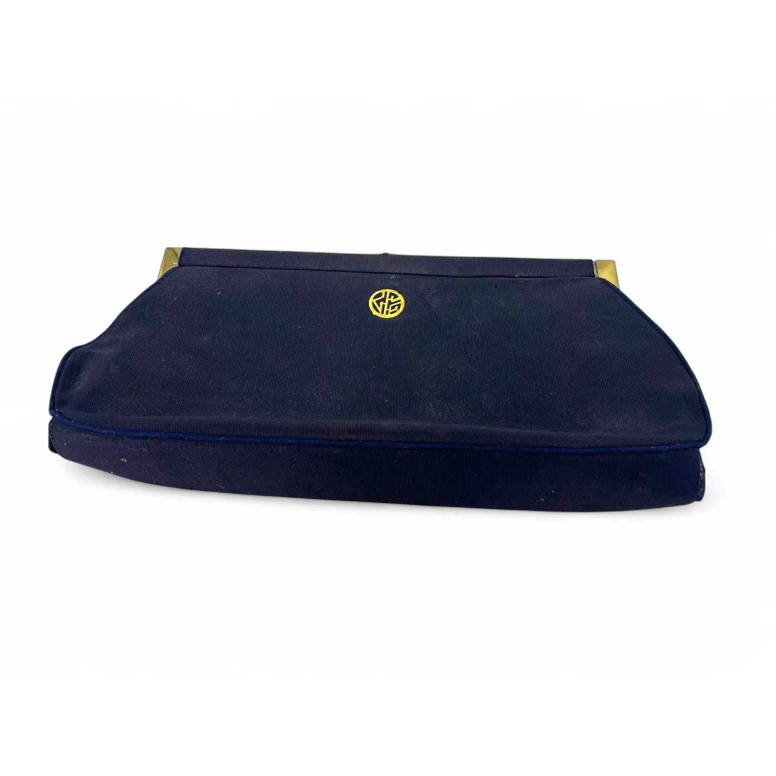 VINTAGE Clutch Evening Bag Purse MCM Mid Century Navy Blue Gold High Quality - Image 8