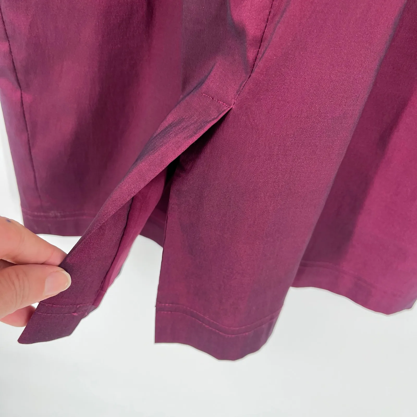 Adrianna Papell Satin Sheath Dress Sz 4 Magenta Shiny Ruching Cocktail Formal - Image 6