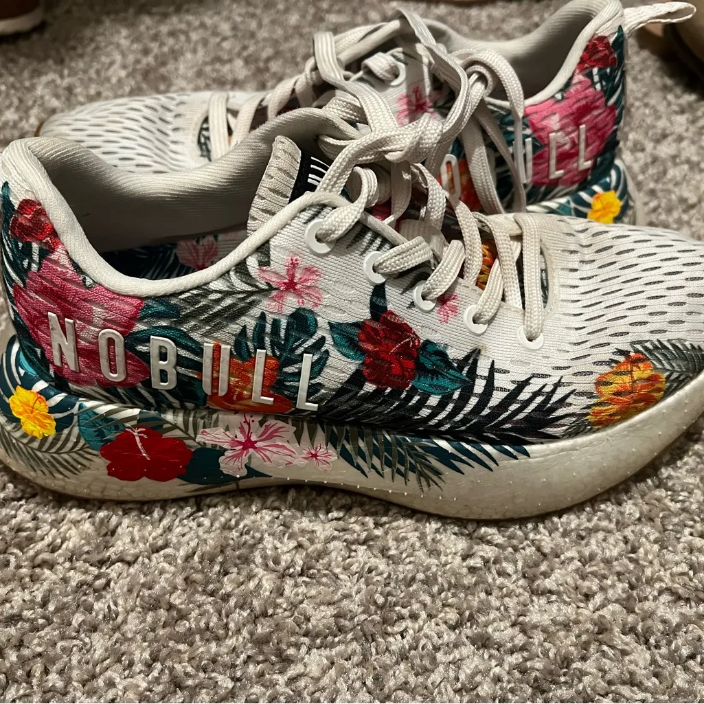 NOBULL White and Red Sneakers Tropical Design

Only worn twice! - Image 3