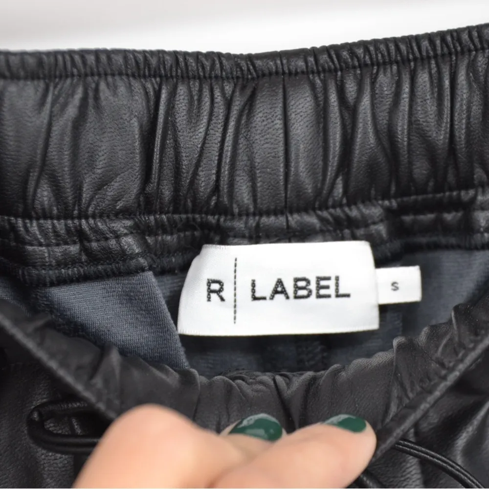 The Reset R Label Faux Leather Vegan Crop Jogger Pants Pull On Black Women's S - Image 9