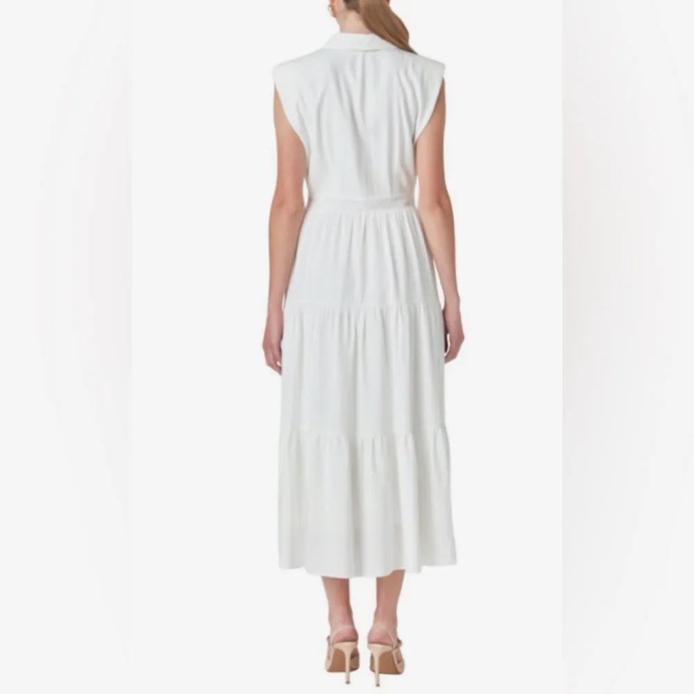 Endless Rose Pintuck Details Sleeveless Midi Dress White Dress - Image 3