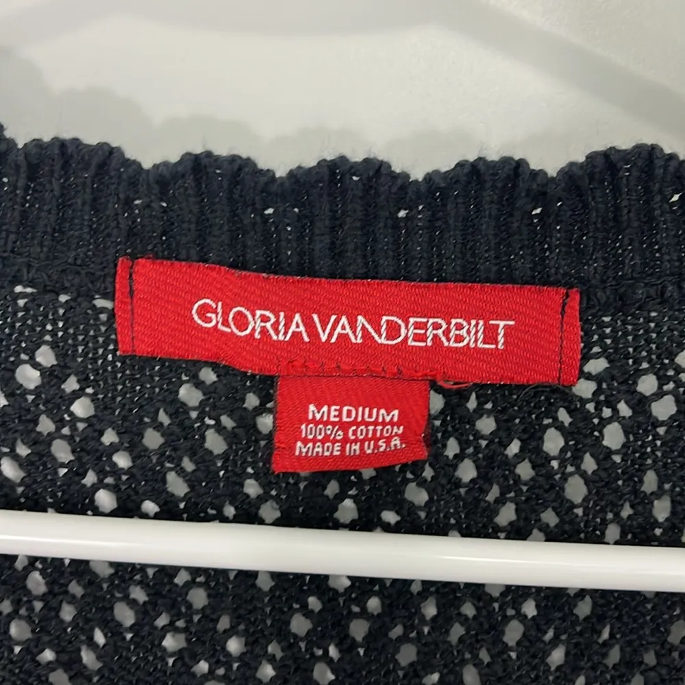 Gloria Vanderbilt Medium Black Open Front Knit Long Sleeve Tie Cardigan - Image 5