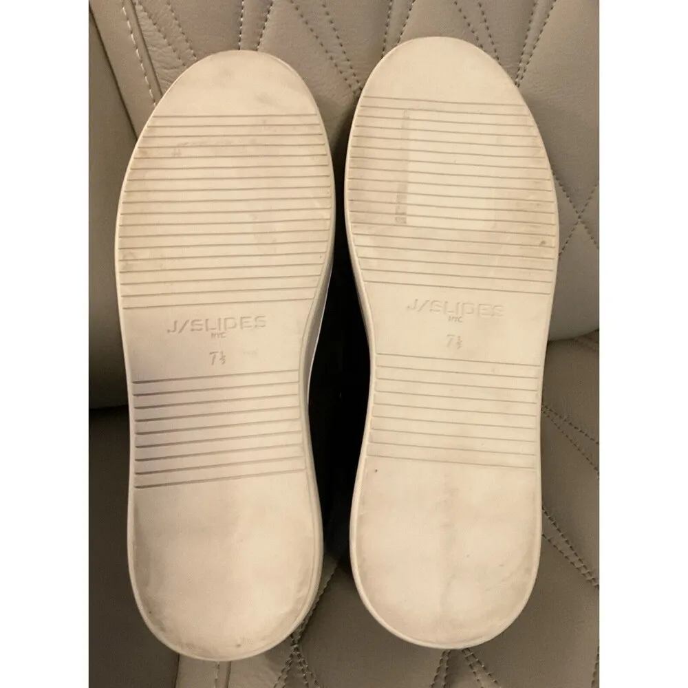 J/Slides Women's Sz 7.5 Suede Leather Platform Sneaker Black White. LSHE173 - Image 7