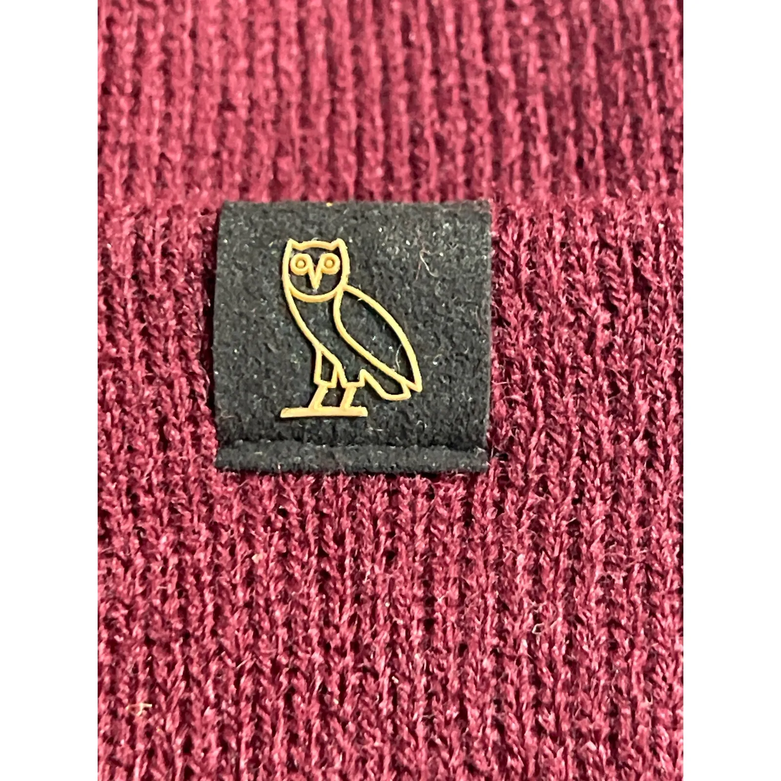 OVO Women's Burgandy Woven Cuffed Knit Winter Snow Bonnet Beanie Cap Hat OS Red - Image 3