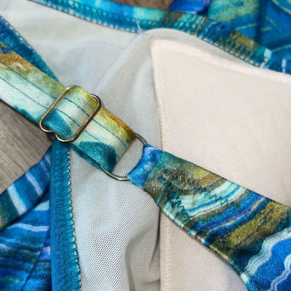 Gottex Womens Tourmaline Surplice Sleeveless One Piece Swimsuit Blue Size 18‎ - Image 15