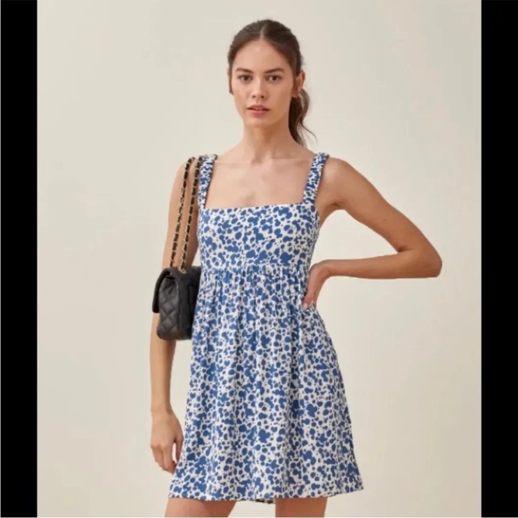 Reformation‎ Serene Dress Womens Size 6 Rainey Blue White Mini Festival *FLAW - Image 4