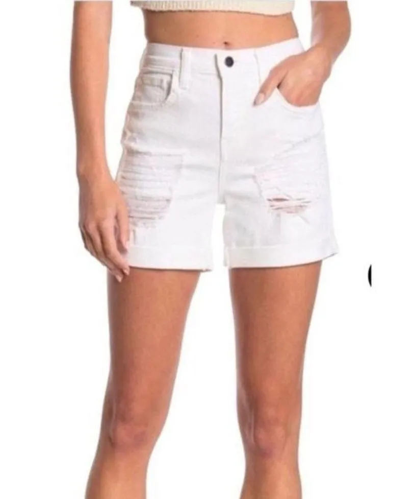 NWT L’agence balboa double roll white denim shorts SIZE 25 (b18) - Image 3