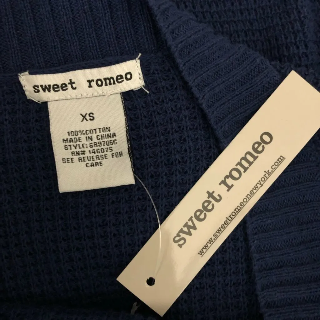 Sweet Romeo Womens Sweater Soft Oversized Waffle Knit Scoop Neck Blue Size XS - Image 3