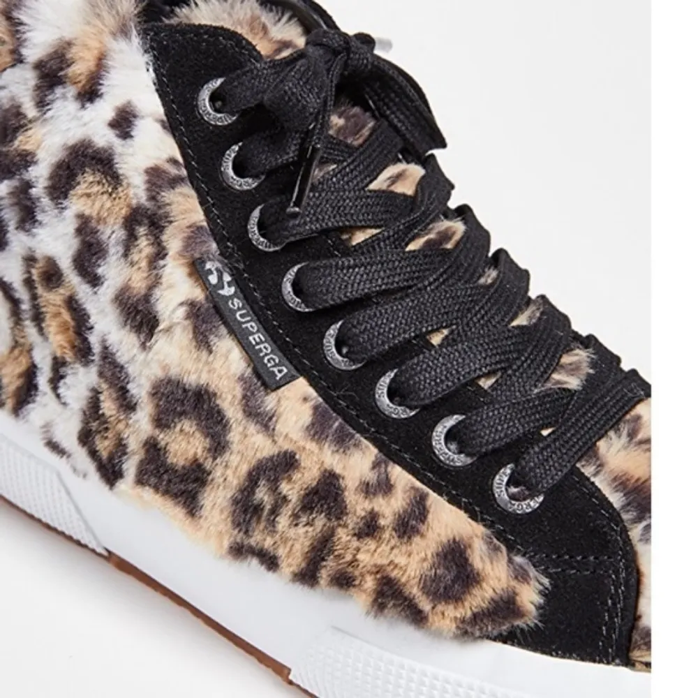 NEW Superga X Anthropologie Leopard Faux Fur High Top Sneakers - Image 4