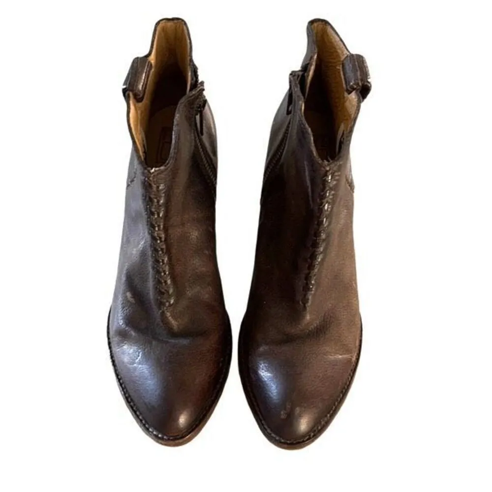 Frye Womens‎ Braided Ankle Block Heeled Boots Brown Size 6B - Image 4