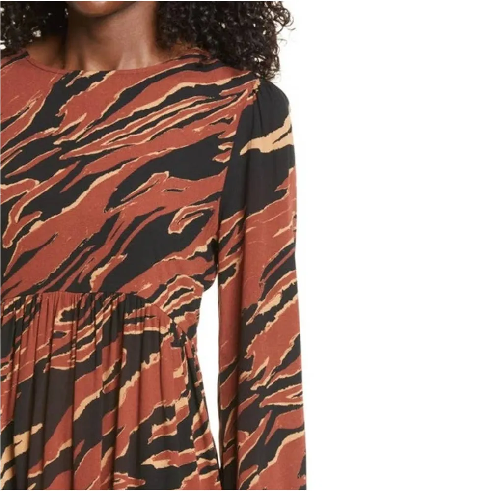 BP. by Nordstrom | NWT | XXS | Brown Burnout Tiger Stripe Long Sleeve Mini Dress - Image 2