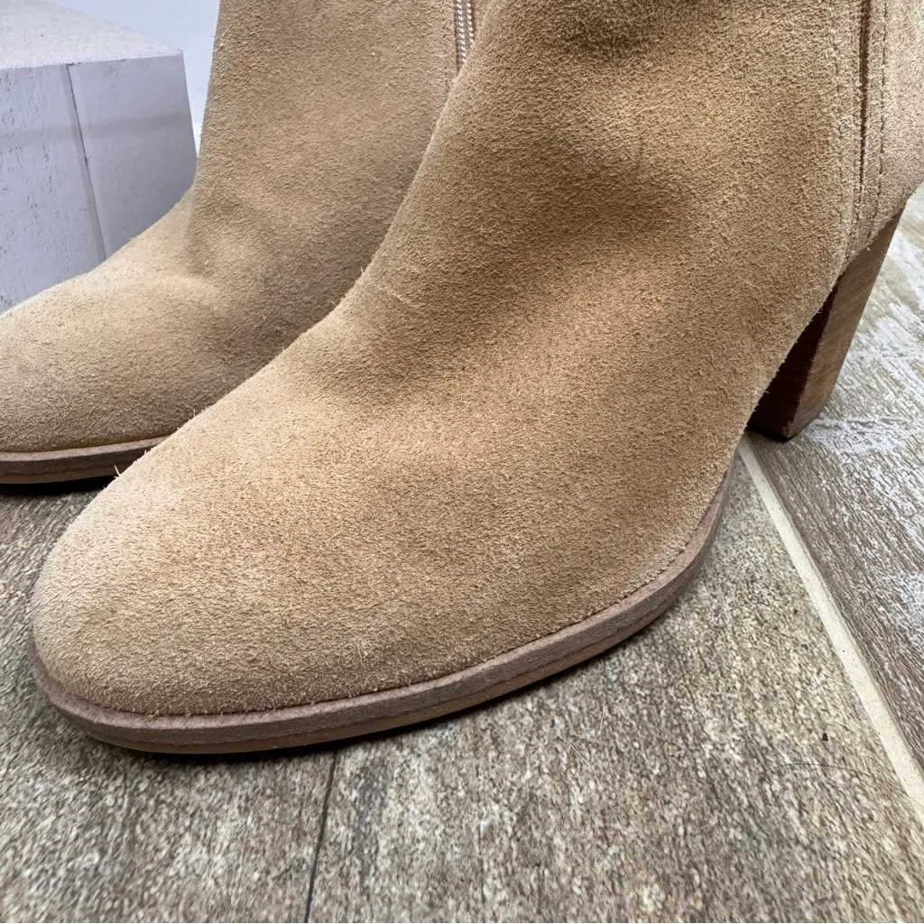 Alex‎ Marie Gleneva Nubuck Chelsea Block Heel Booties Brown/Tan Zip Up Size 9 - Image 11