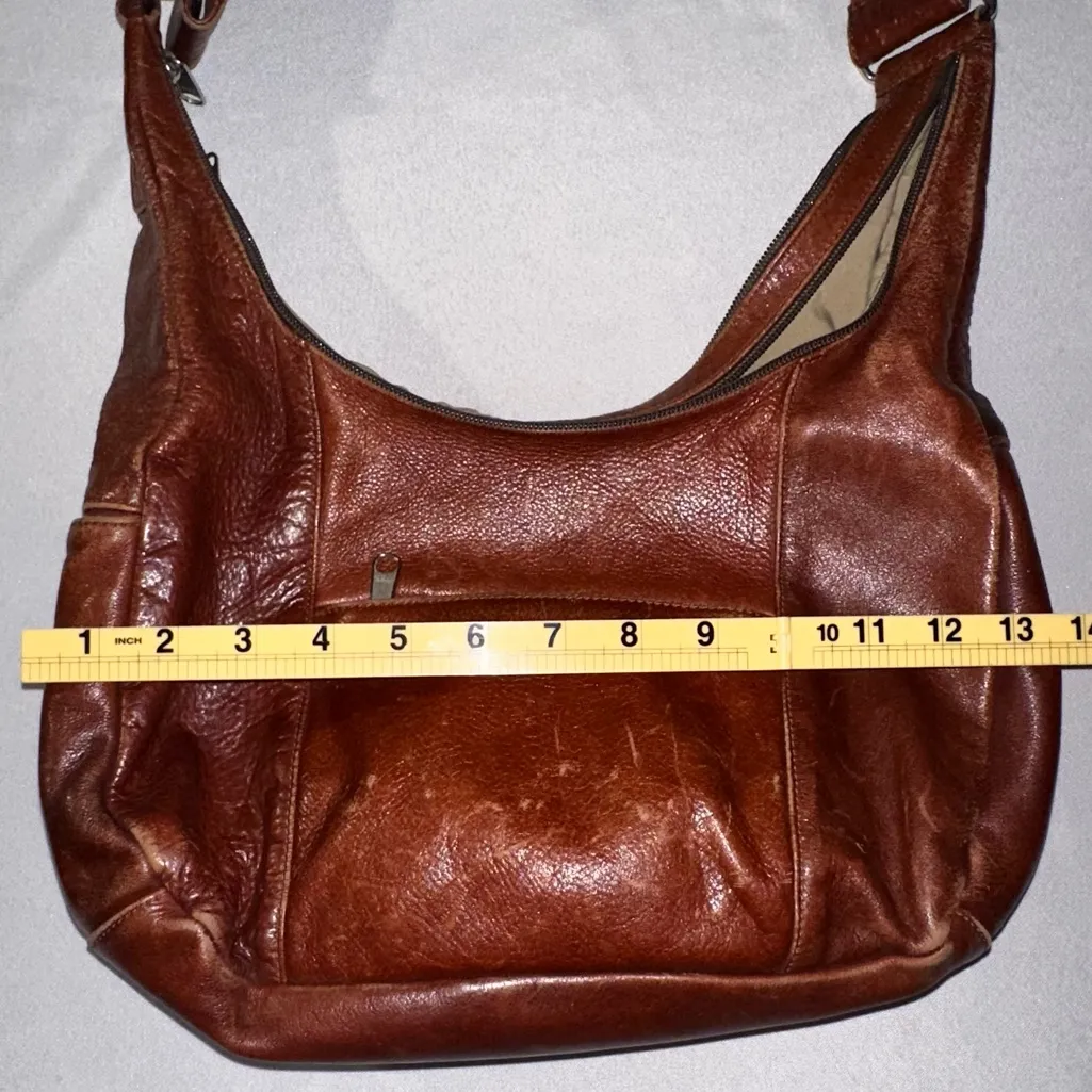 Corondo Leather • Double Zipper Concealed Carry Crossbody Bag Leather Lockable Brown - Image 12