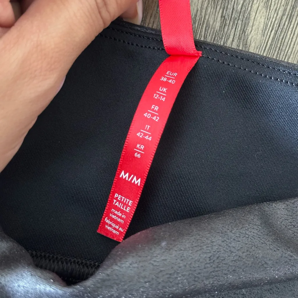 Spanx Faux Leather Moto Leggings Coated Black Mid Stretch Medium Petite - Image 7