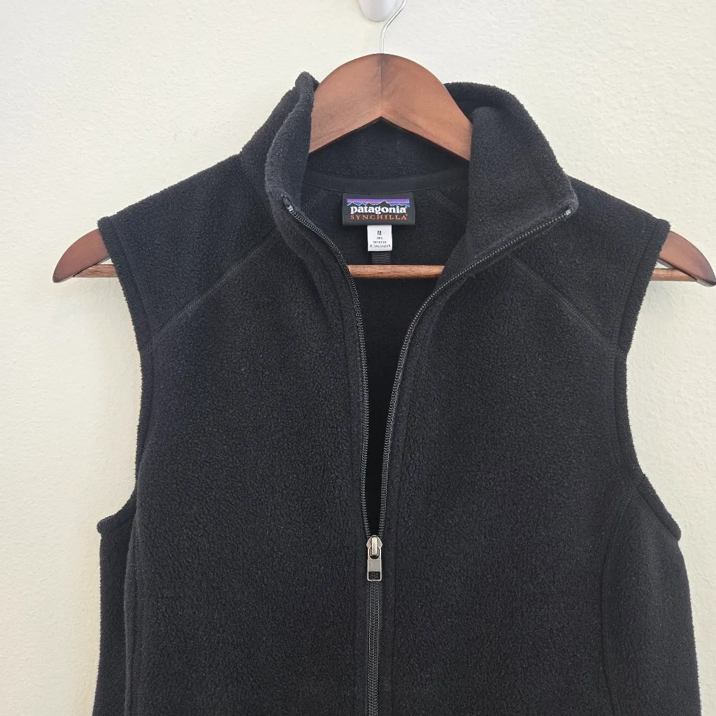 Patagonia Womens Classic Synchilla Black blue vest size medium - Image 6