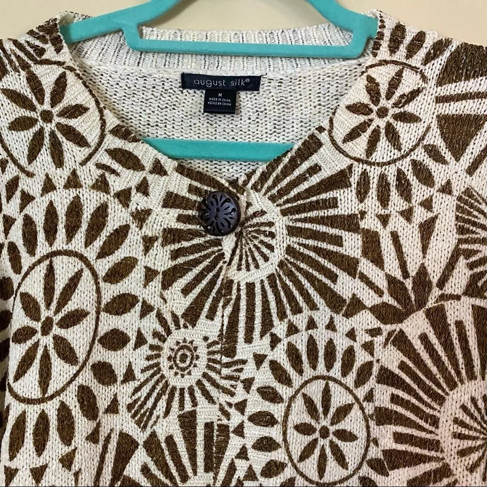 August Silk Graphic One Button Cardigan Size Medium - Image 8