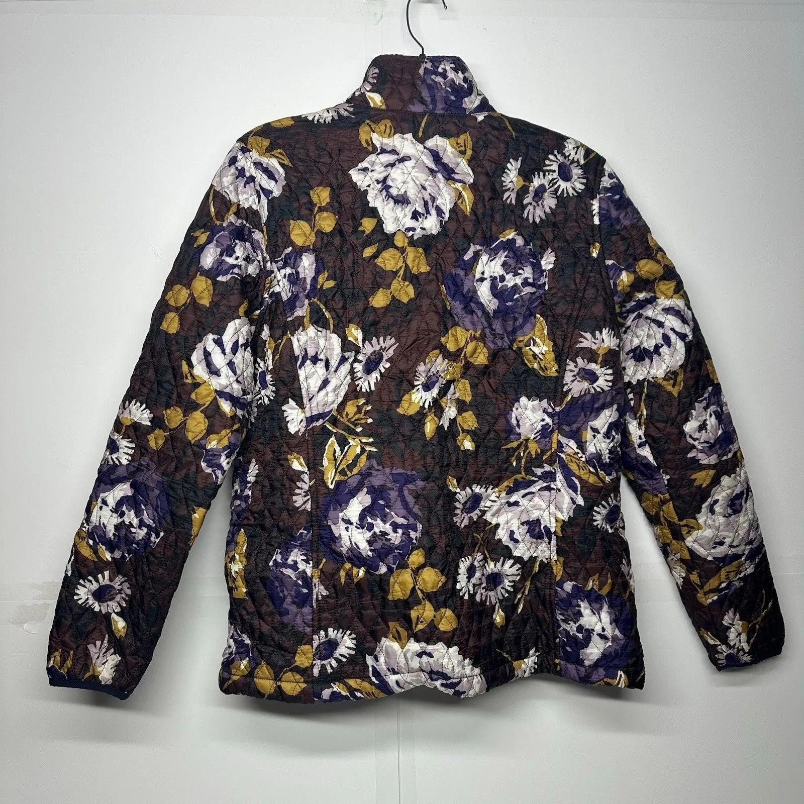 Lands' End Light Jacket Womens Medium Primaloft Floral Quilted Full Zip Pockets - Image 9