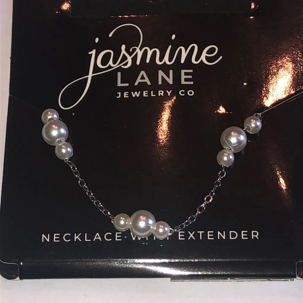 Jasmine Lane Silver Tone Dainty Boho Faux Pearl Necklace - Image 2