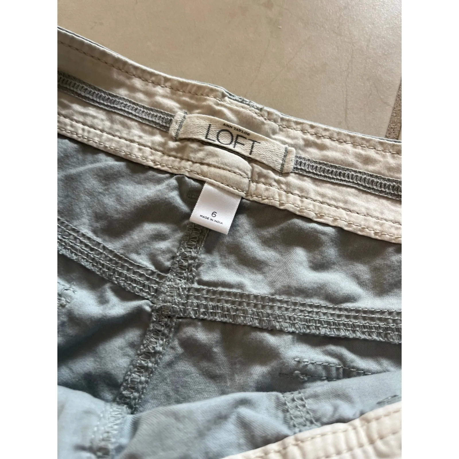 Loft size 6, long‎ gray blue pants button snap pockets - Image 3