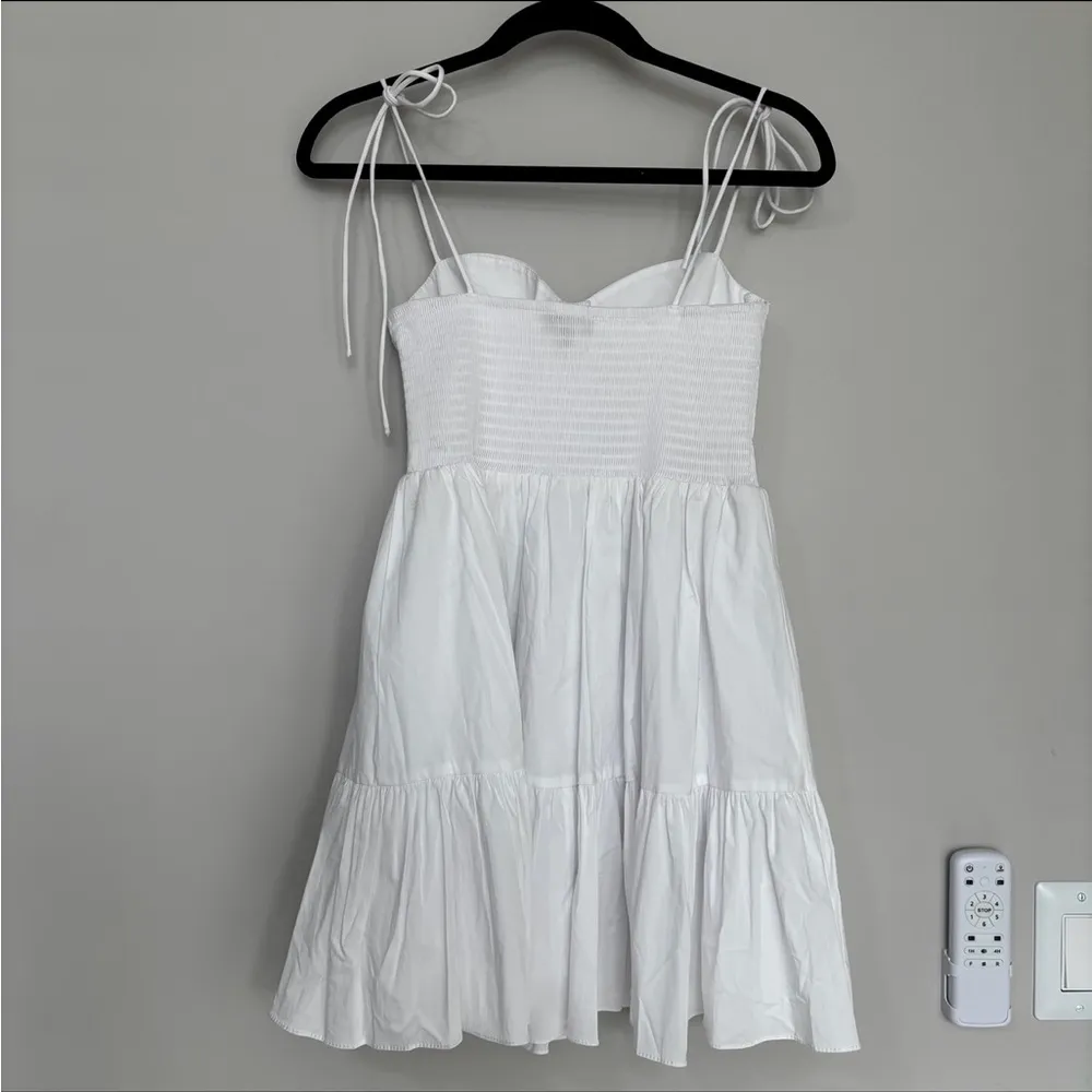 Staud Landry Smocked Bustier Minidress Size Medium White - Image 3