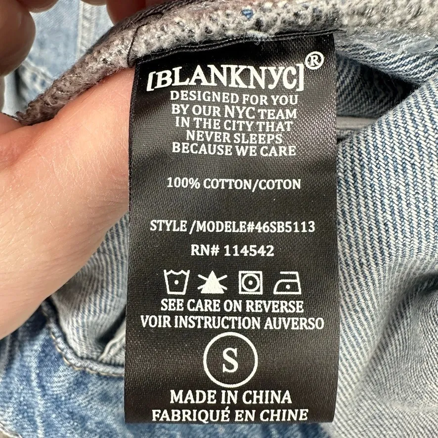 BLANKNYC Women's Denim Jacket Light Wash Distressed Casual Country Festival Blue - Image 7