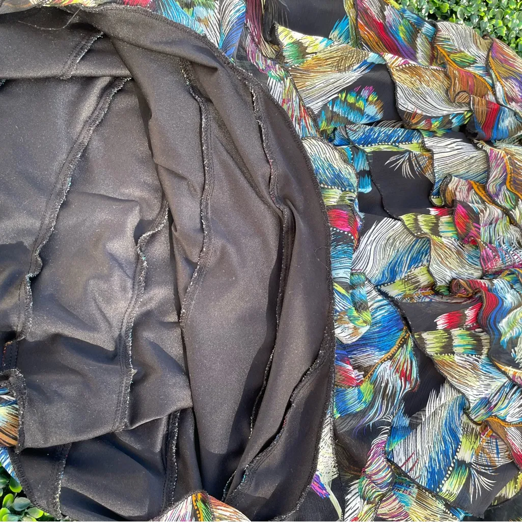 Coco Bianco Asymmetrical Skirt with Multicolor Layers - Image 7