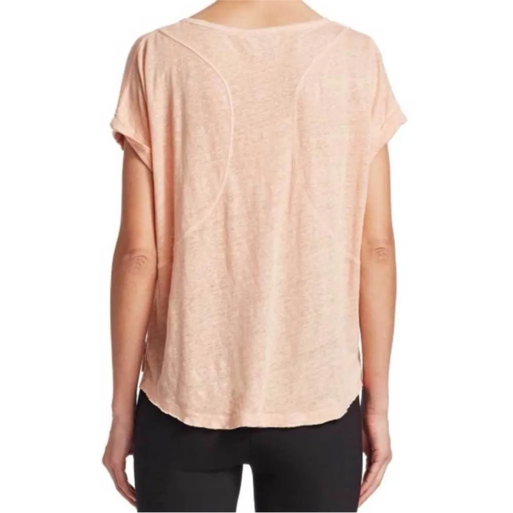 RAG & BONE Lottie Slub Knit Linen Tee – Pale Pink Peach – Raw Hem – XS - Image 5