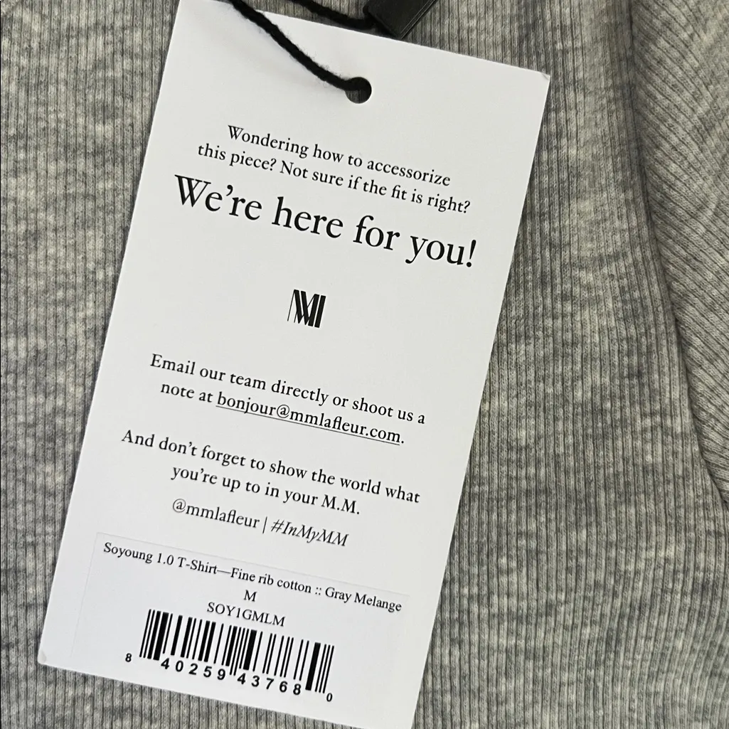 M.M.Lafleur women’s scoop neck 3/4 sleeve Light Gray Soyoung 1.0 t shirt Top NWT - Image 3