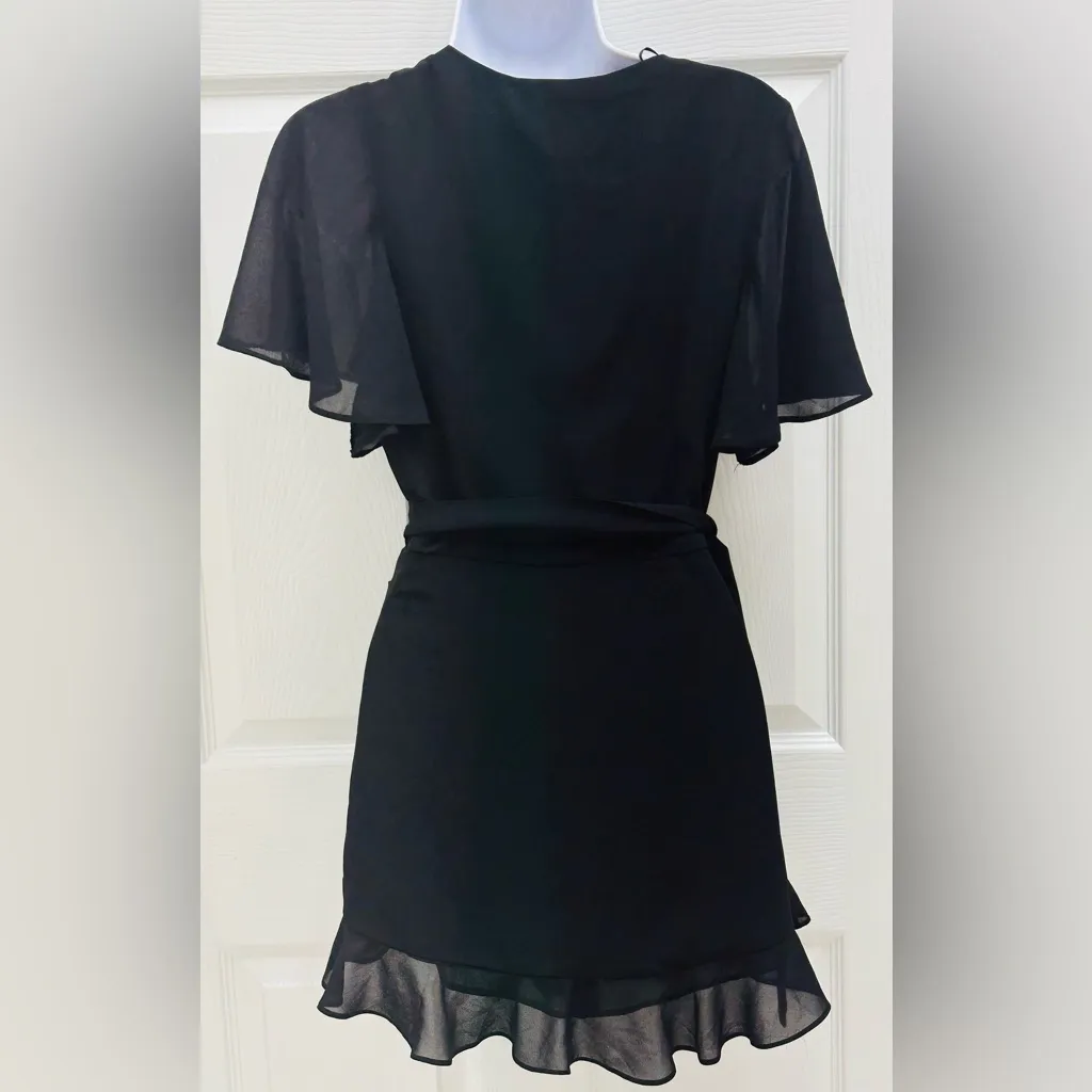 American Threads Black Ruffle Mini Dress Size Small - Image 4