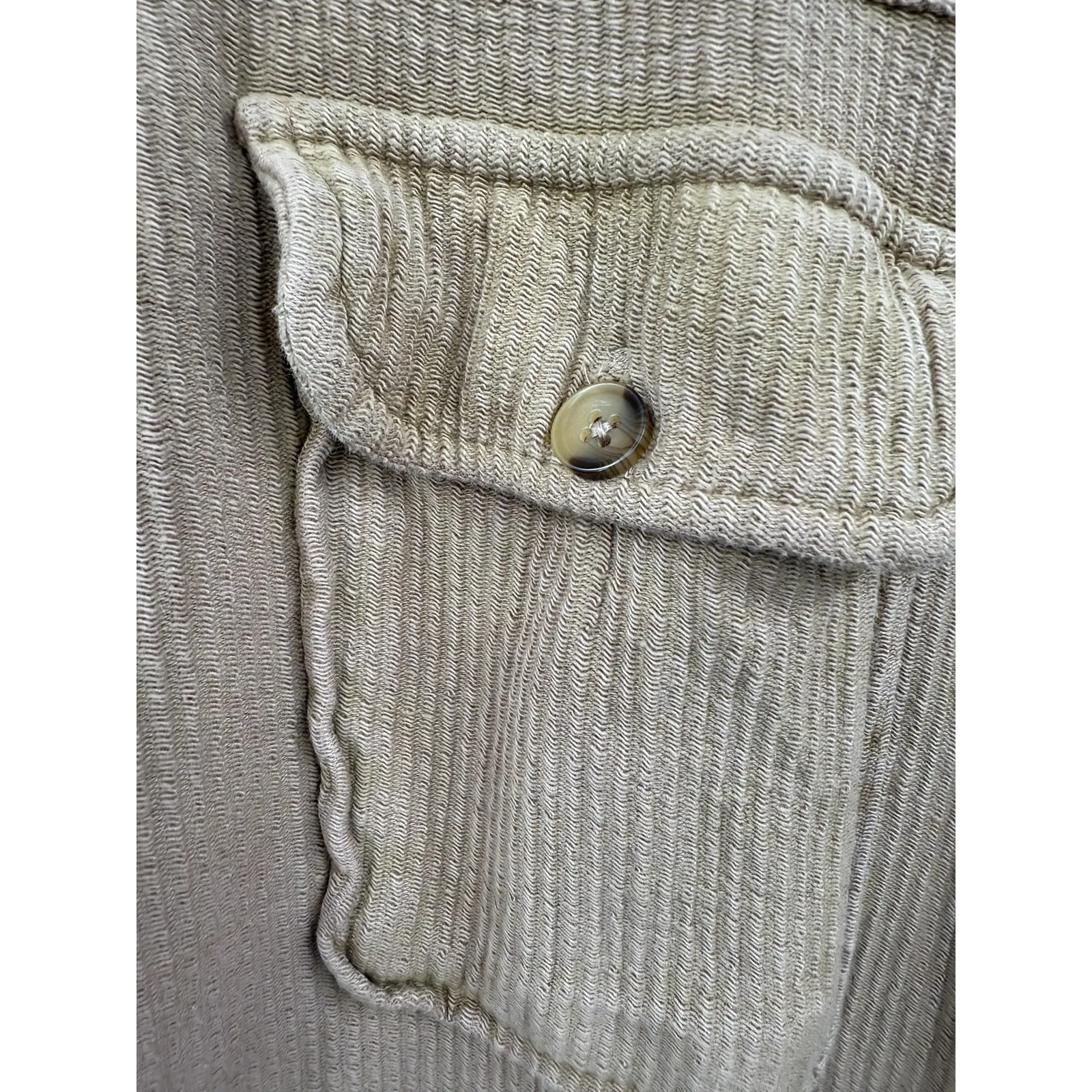 Anthropologie Pilcro Duster Shacket Tan Ribbed Jacket Oversized Pockets Small - Image 4