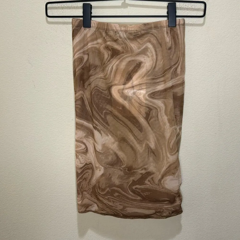 naked wardrobe Mesh Front Ruched Skirt - Marble Coco Size XS - Image 3