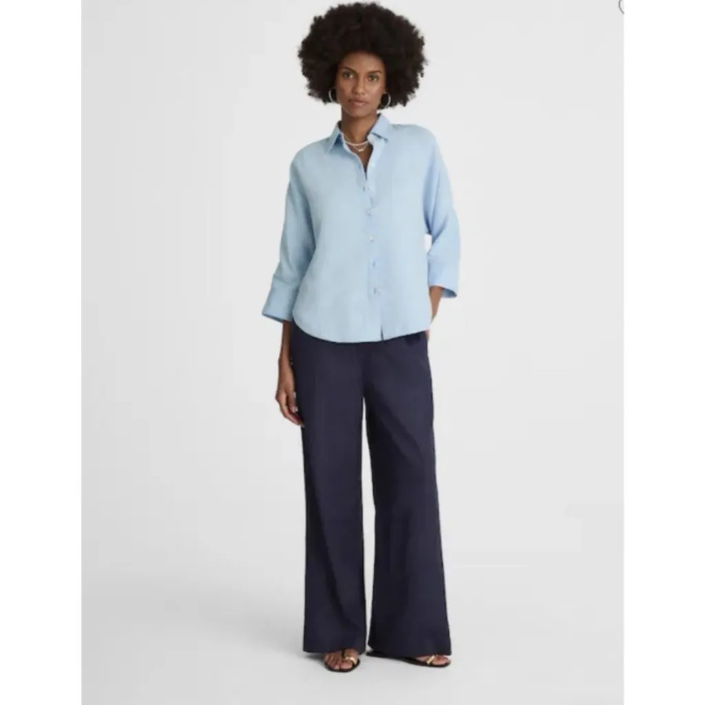 Madewell $98 Cotton Double Gauze Oversize Shirt Pool Blue Size XL #NV185 - Image 3