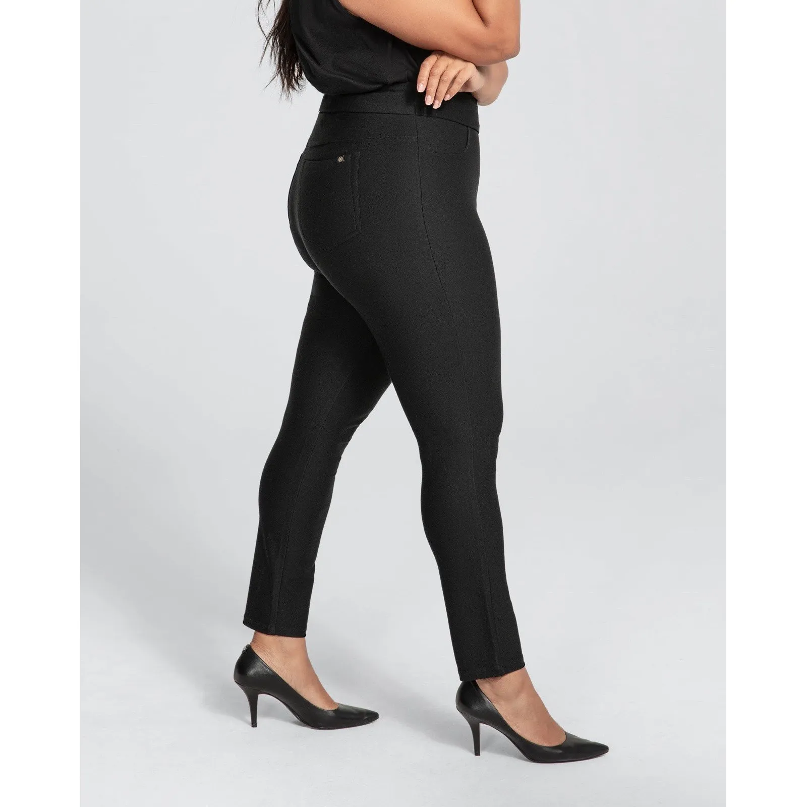 Honeylove Ponte Ever Ready Pull On Pants Black Tummy Panel Back Pockets‎ L Size L - Image 2