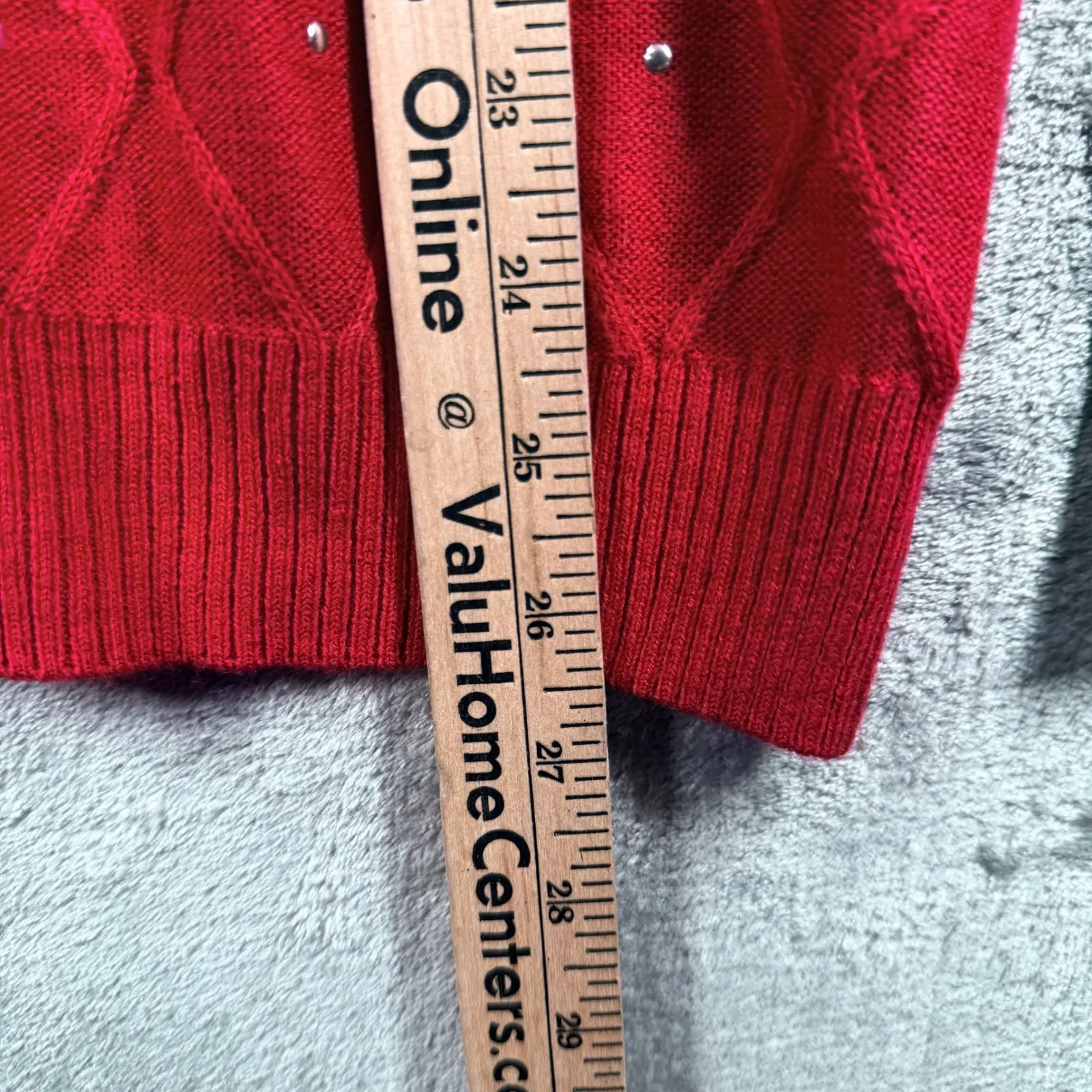 Cathy Daniels XL Red Studded Sparkle Quilted Sweater Holiday Christmas Glam - Image 9