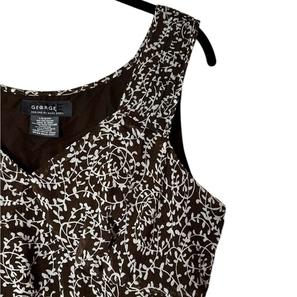 Vintage 2000s George Babydoll Top Floral Grunge Y2K Fairy Boho Size Large Brown - Image 3