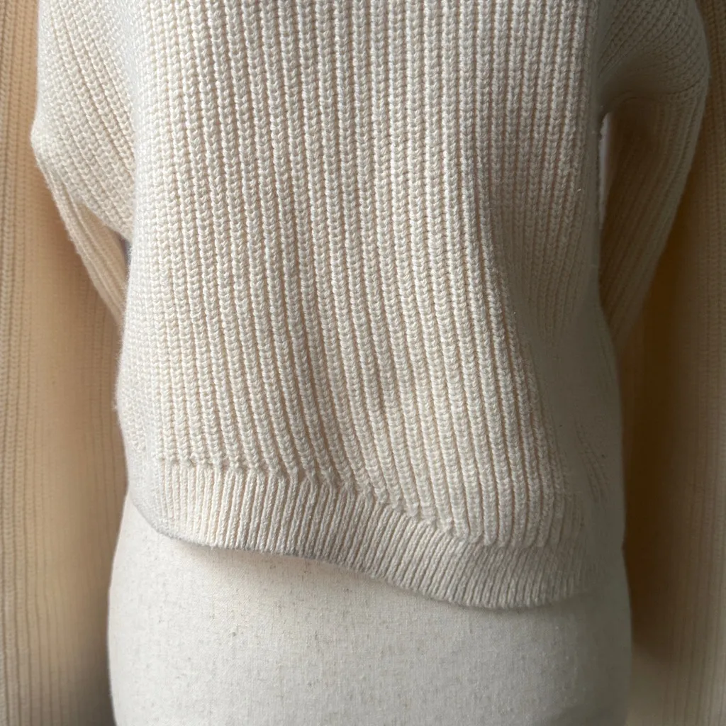 & Other Stories Cream ASYMMETRIC RIB-KNIT SWEATER Size Small Wool Blend Ribbed - Image 6