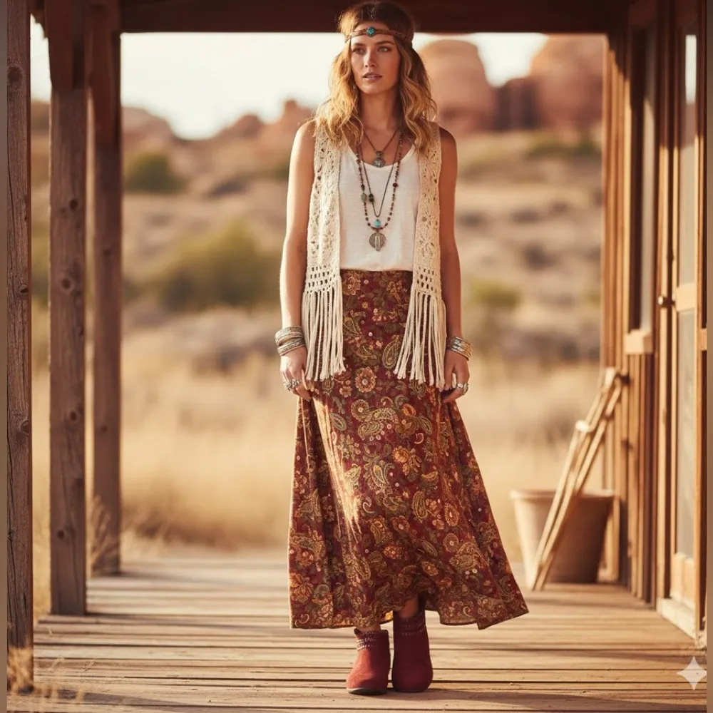 Boho Chic Wine Red Suede Boots - Western Style Woven Detail Ankle Booties 7.5 - Image 3