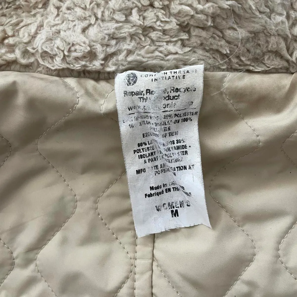 Patagonia Jacket Felted Wool Reversible Hood Quilted Camel Women's Size Medium - Image 9